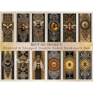 Art Nouveau Bumble Bee Amber Gold Gothic Filigree Bookmark Set Insect Art